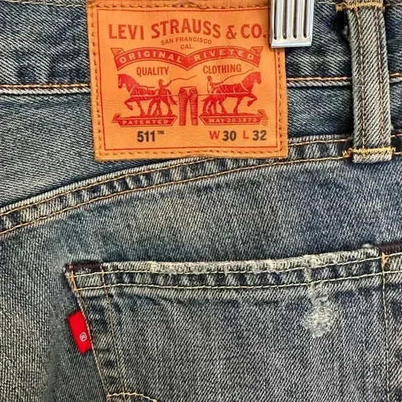 Levi’s 511 Rex Slim Fit Soft Stretch Denim Dark Wash Jeans, Size W30xL32 - Picture 9 of 10